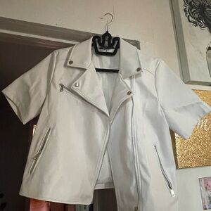 White Women's Short Sleeve Jacket